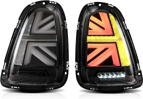 VLAND LED Rücklichter für Mini Cooper R56 R57 R58 R59 2007-2013, Union Jack Rücklichter mit E-Prüfzeichen, (geräuchert)