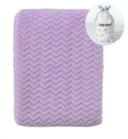 CREVENT Cozy Fluffy Warm Fleece Infant Blanket for Boys and Girls Toddler Crib Cot Stroller (75cmX100cm Wave lanveder)