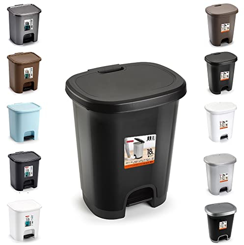 plastific Foot Pedal Bin Dustbin Rubbish Paper Waste Kitchen Office Plastic Bins (Black, 18L)