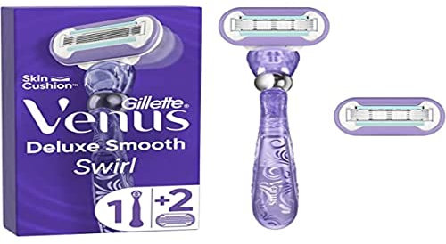 Gillette Venus Deluxe Smooth Swirl Rasierer, 1 Griff, 2 Nachfüllklingen, 5 Klingen, sanfte Rasur