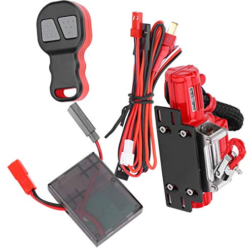 SPYMINNPOO RC Auto Seilwinde, Seilwinde Fernbedienung Empfänger Set RC Autoteile RC Simulierte Seilwinde Kompatibel mit SCX10 90046 1/10 RC Crawler(rot) Modellspielzeug Zubehör Für Modellautos