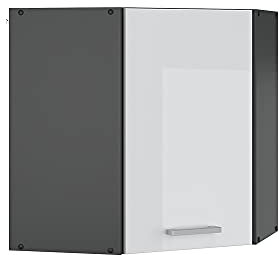Vicco elément Haut de Cuisine R-Line, Blanc Haute Brillance/Anthracite, 57 cm