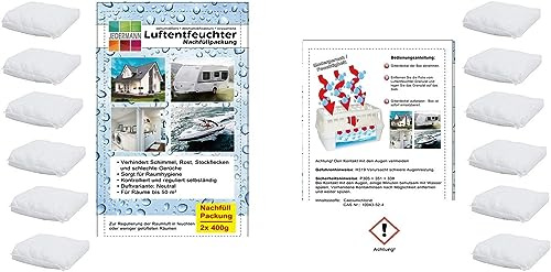 Luftentfeuchter Nachfüllpack Vliesbeutel XXL Box Granulate Nachfüllen Raumentfeuchter (8E) + gratis Microfasertuch 30 x 30 cm (24 x 400 Gramm)