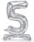 Stehender Folienballon Zahl 5 in Silber 70cm