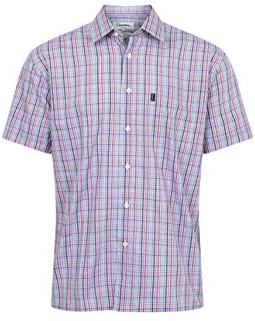 Champion Mens Checked Country Casual Short Sleeve Shirt Poole Red L