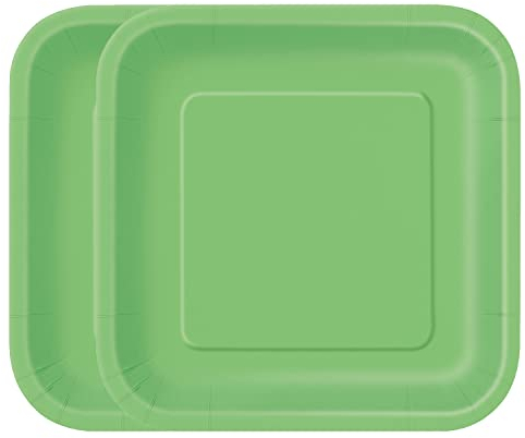 WedDecor Confezione da 14 Piatti di Carta, 22,9 x 22,9 cm, robusti Piatti Quadrati di Carta USA e Getta, Perfetti per Picnic,Baby Shower, Matrimoni ed Eventi di Natale, Verde Lime