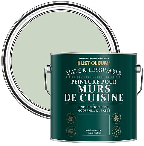 Rust-Oleum Peinture Verte Lessivable pour Murs de Cuisine, Finition Mate - Vert Laurier 2.5L