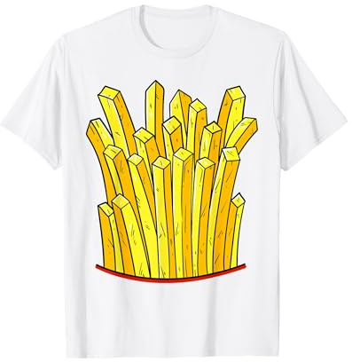 I Love French Fries Pommes Frites Kostüm Lustiges Fast Food T-Shirt, Unisex, Alle Altersgruppen, Blau, S, Kurzarm, T-Shirt, Herbst