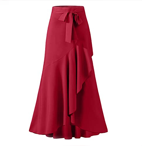 routinfly Plissee-Miniröcke - Lässiger Hakama-Damen-Casual-Hakama-Blattbogen mit hoher Taille, Langer Hosenrock - Minirock in Übergröße Karneval Kostüm Mini-Faltenrock