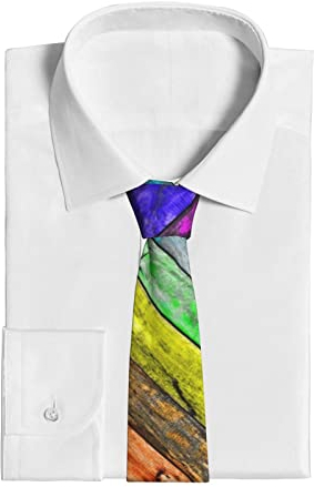 SONOON Herren-Krawatte mit Steinstruktur-Druck, aus Seide, mehrfarbig, luxuriös, für Hochzeiten, Business, Krawatte, Hemd-Accessoires, Mitarbeiter-Krawatte, Holzbretter zum Bemalen, Einheitsgröße