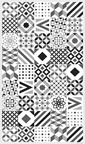 DobleUve Estudio Alfombra Vinílica Hidráulica 18 | Color Negro | 65x240 cm | Alfombra Cocina Lavable Antideslizante | Alfombra Vinílica Cocina y Terraza Exterior | Alfombra Vinilo Salón