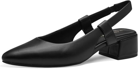 MARCO TOZZI Décolleté Slingback Donna con Tacco a Blocco Vegane, Nero (Schwarz), 38 EU
