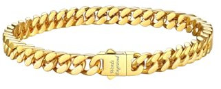 Bestyle Herren Armband Partnerarmbänder mit gravur glänzend Edelstahl kubanische Gliederkette Armkette 19cm Panzerarmband Jungs 5mm vergoldet Kettenarmband Personalisiertes Geschenk