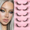3D Falsche Wimpern Katzenauge, Cat-Eye Natürliche Künstliche Wimpern Extensions Set, 20mm Flauschiges Fox Eye Künstliche Wimpern Natürlich Look, 5 Paare Wiederverwendbar Faux Mink Wimpern(HY5-5)