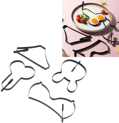 Uadme Anneau à ufs,4 Pièces,Moule à ufs,Machine à Crêpes,Braconniers à ufs En Acier Inoxydable,Moule à ufs Frits,Moule De Cuisson Pour la Cuisine,Bricolage