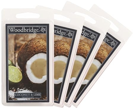Woodbridge Duftwachs für Duftlampe | 4er Set Mango Saffron | Duftwachs Kokos | 8 Wax Melts für Duftlampe | Raumduft für Aromatherapie | 8h Brenndauer je Melt (68g)