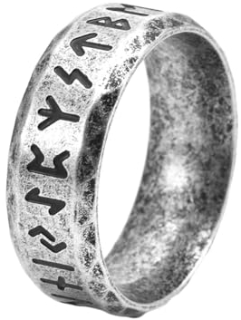 Whoiy Ringe Eheringe Wikinger mit Gravur, 8MM Silber Edelstahlring Herren Herrenring Eheringe Partnerringe Größe 54 (17.2)