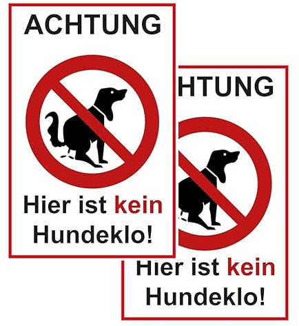 SL group - 2 Steckschild Achtung - Hier ist kein Hundeklo 20 x 30 cm stabiler PVC Kunststoff-Platte - Hinweisschild keine Hundetoilette - Pickeln & Kacken für Hunde verboten - Hunde-Verbots-Schilder