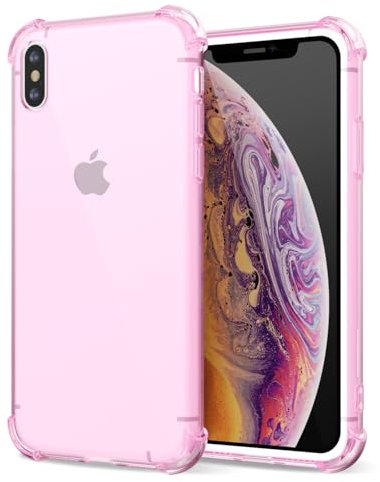 Svanove Designed for iPhone Xs Case Clear, Transparent Protective Jelly Silicone Case for Women Girl Cute, Soft Flexible TPU Bumper, Thin Slim Fit, Non Yellowing, Clear Pink