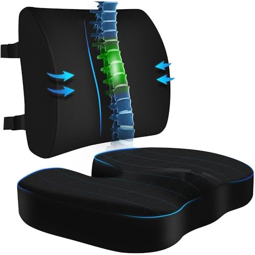 Innovarex Cojin Silla Oficina - Cojin Antiescaras - Cojín de Coxis para Silla de Oficina y Coche - Cojín Ortopédico y Viscoelástico - Cojines de Asiento de Espuma Viscoelástica