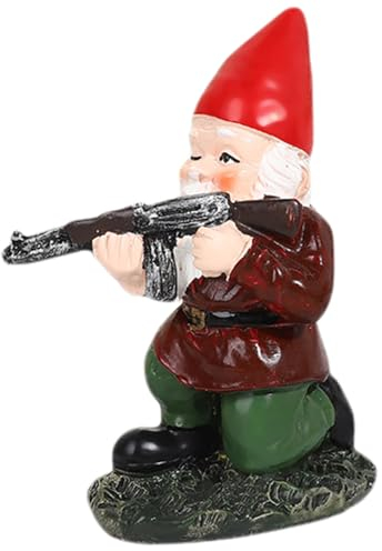 Lustige Gartenzwerge, 9,9 cm hoch, frecher Zwerg, Gartenzwerg mit Pistole, Statue, wasserdichte Harzzwerge, Dekoration für Terrasse, Hof, Rasen, 2 nackte Zwerge, Gartenzwerge, Outdoor-Zwerge mit Waffe