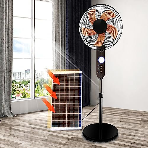 WTTTTW 16 High Velocity Stand Fan, 120° Oscillating Floor Fan w/Lights & USB Port, 3 Settings Speeds Adjustable Heights Low Noise Pedestal Fan for Industrial Commercial Residential Garage, Black