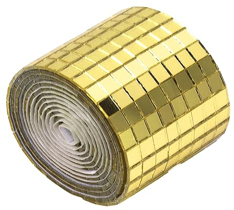 1600 Stück Selbstklebende Spiegel Mosaik Blatt selbstklebende Mosaik Quadrat Glasfliesen Aufkleber für die Heimdekoration (Gold)