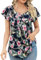 HOOUDO Sonderangebote Schnäppchen Damen-T-Shirt mit kurzen Ärmeln, Blumendruck, plissiert, lässig, Rundhalsausschnitt, schlankmachend Bad Taste Party Elegante Blusen Dam Meine Bestellungen Anzeigen