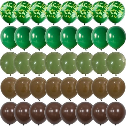 Juego de globos del ejército verde y marrón, 12 pulgadas, verde salvia oscuro, retro, café claro, marrón, camuflaje, globos de látex para camuflaje, fiesta de cumpleaños, caza, soldado, camping,