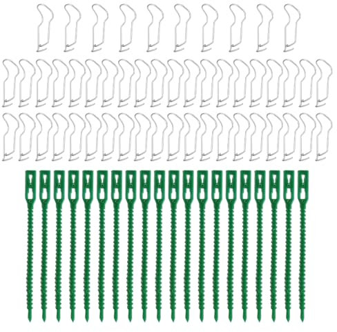50 Boucles De Connexion pour Treillis Végétal, 20 Attaches De Câble, Boucles De Connexion pour Canne, Clips Fixes pour Piquets De Plantes, Clips pour Piquets De Jardinage