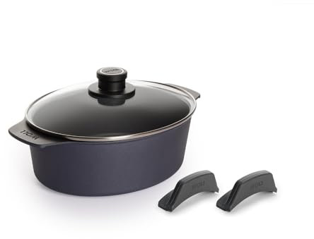 Woll Diamond Lite Bräter inkl. Glasdeckel oval 31 x 26 cm, 11 cm hoch, 6 Liter Volumen, in Box, Induktionsgeeignet