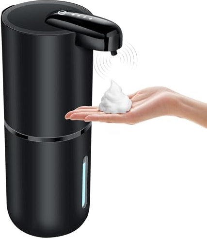 AiQInu Seifenspender Automatisch, Berührungsloser Elektrischer Seifenspender mit 4 Einstellbare Stufen, USB C Wiederaufladbar, IPX5 Wasserdicht, WandbefestigungFür Küche, Bad, Schule, Hotel