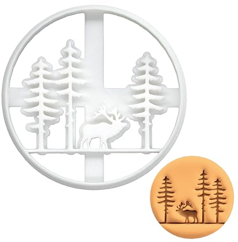 BAKERLOGY Elch im Wald Ausstechform - Wapiti Ausstecher, Wapitihirsche Plätzchenausstecher, Wapiti-Bulle Keksausstecher, Ideal für Fondant, Keksteig, Ton