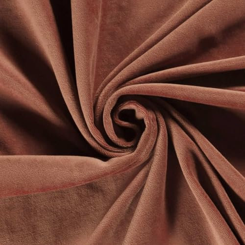 Nicky-Stoff Velour Nicky uni Zuschnitt ab 50 x 150cm Velourstoff Baumwolle Farbwahl, Farbe:214 - rehbraun