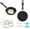 HexinYigjly Paquete de 2 mini sartenes antiadherentes de 12 cm, sartén para huevos para tortilla, huevo frito y camping, funciona en estufa y placa de inducción, incluye 2 cepillos y 4 moldes para