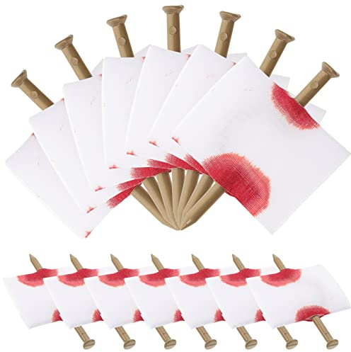 JOINPAYA Clou d'halloween Transperçant Le Doigt, 22 Pièces, Fer, Jouet | Ongle Artificiel Traversant le Doigt, Effet Sang Réaliste, Léger et Portable, pour Mascarade et Cosplay