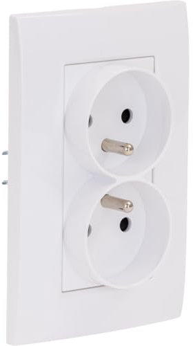 Double prise Verticale + plaque de finition Kalya - Blanc - Zenitech
