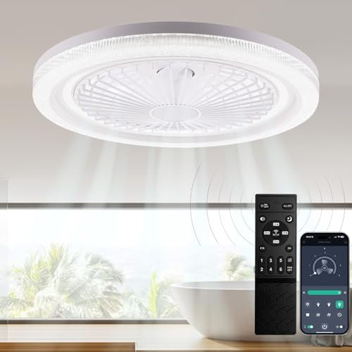 wowspeed Modern Deckenventilator mit Beleuchtung 70W, 50CM Ventilator Deckenleuchte, Leise Dimmbar Deckenlampe mit Ventilator, 3 Farbtemperatur und 6 Geschwindigkeiten Deckenventilator mit Lampe