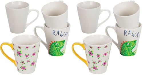 Baker Ross Grandes tasses en porcelaine à personnaliser - Paquet de 4 - Matériel créatif pour enfants et adultes - version anglaise (Lot de 2)