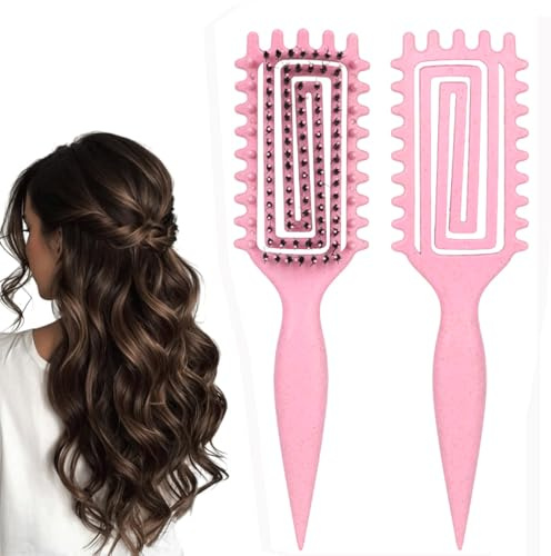 Brosse à cheveux bouclés, Brosse de définition des boucles, façonner et définir les boucles, brosse à Boucles Rebondissante pour peigner et façonner les hommes et les femmes, Rose