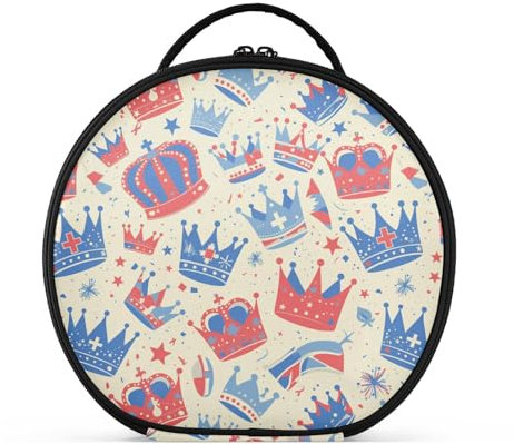 Union Jack Crown Flag Color 4th of July Independence Day Cosmetic Bag Vertical Free-Standing Waterproof Travel Bags for Women with Adjustable dividers 11 in