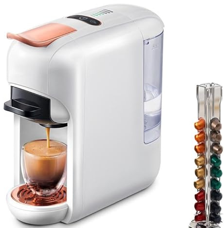 QYDZSHOP Machine À Café À Capsules 5 en 1, Cafetière À Capsules Multiples pour Café Chaud Ou Froid, Extraction À Température Constante De 92 °C, Haute Pression De 19 Bars, pour Le Bureau À Domicile