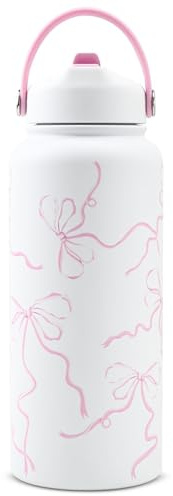 ZenithAura 950ml Insulated Water Bottle With Straw, Loop Stainless Steel Water Bottle With Flip Straw And Handle, Leak-Proof, Metal, Reusable, Wide Mouth