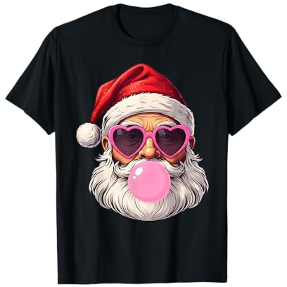 Lustiger Weihnachtsmann mit Sonnenbrille und Kaugummi Weihnachten T-Shirt