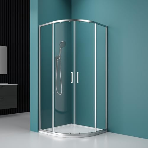 Durovin Bathrooms 800 x 800 x 1950mm Quadrant Shower Enclosure Double Sliding Cubicle Door 6mm Toughened Safety Glass