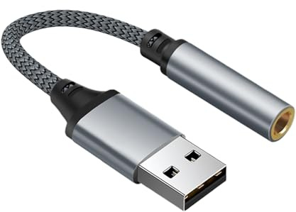 USB-auf-Klinken-Adapter – Externe Soundkarte, Stereo-Audio-Konverter | Plug-and-Play-3,5-mm-Kabel, Dual-Kopfhörer-Mikrofon-Schnittstelle, Kompaktes Design Für PC-Laptop-Desktop-Audio-Verbindung