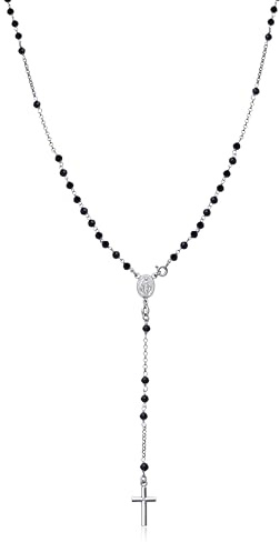 Dada Gioielli - Rosenkranz-Halskette aus 925er Silber mit wundertätiger Madonna Medaille und Kreuz und Medaille der Jungfrau Maria - Halsreif für Damen und Herren