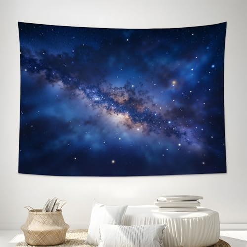 DACRWEKZ Universum Sternenhimmel Wandteppich, 180x230cm Fotografie Milchstraße Nachthimmel Wandtuch Wandbehang Foto-Hintergrund für Urlaub, Party-Dekorationen, Foto-Requisiten, Dunkelblau