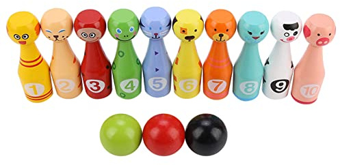Hübsches Tier-Bowling-Flaschenball-Spielzeug, Pädagogisches Holz-Bowlingspiel für, Glatte Kanten, überall Einsetzbar