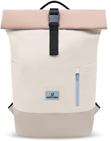Johnny Urban Rolltop Rucksack Damen & Herren Beige Rosa - Luca Medium | Großer Tagesrucksack mit Laptopfach für Arbeit Uni Schule Reise, 17 l, Wasserabweisend